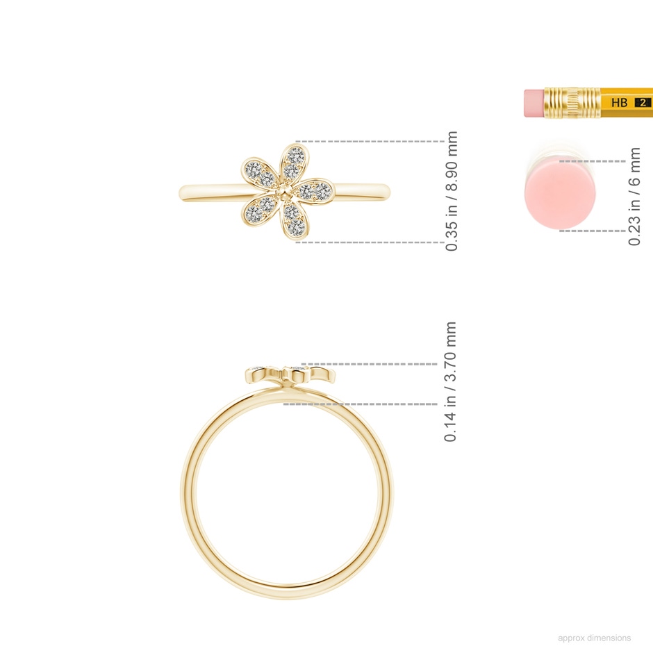 1.5mm KI3 Pave-Set Diamond Daisy Ring in Yellow Gold ruler