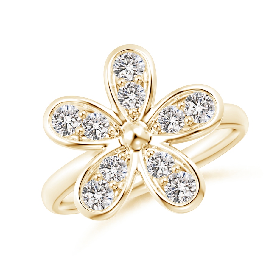 2.8mm IJI1I2 Pave-Set Diamond Daisy Ring in Yellow Gold 