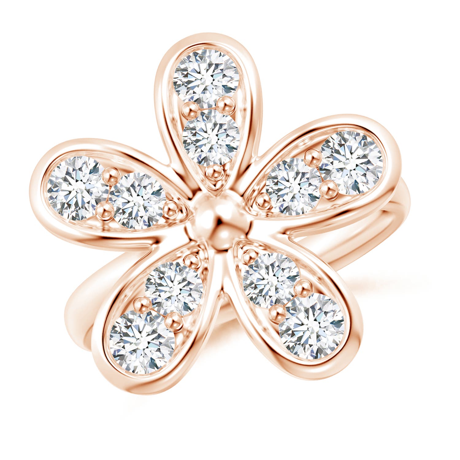3.5mm GVS2 Pave-Set Diamond Daisy Ring in 18CT Rose Gold