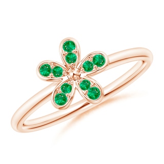 1.5mm AAA Pavé-Set Emerald Daisy Ring in Rose Gold