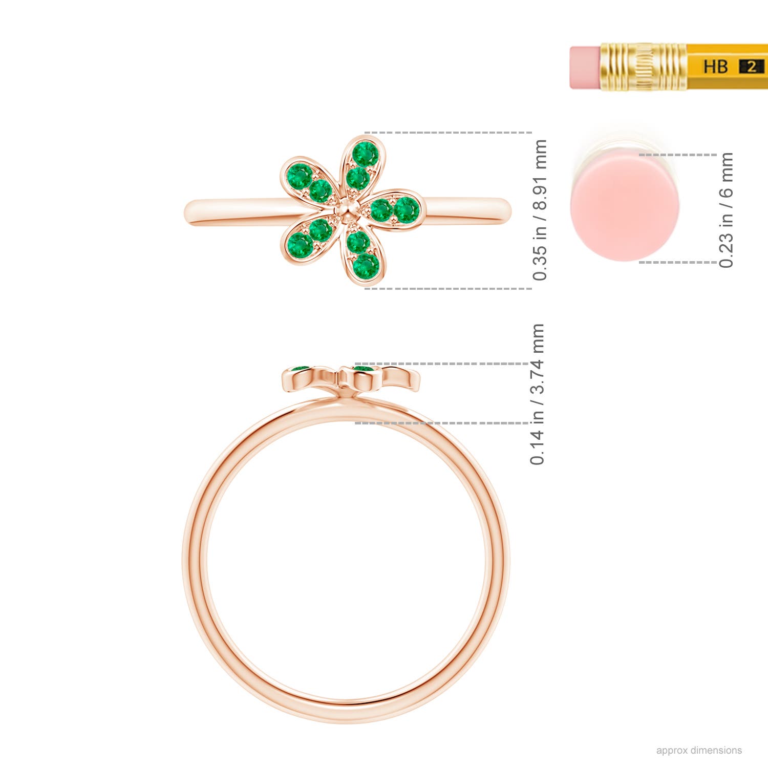 AAA - Emerald / 0.17 CT / 14 KT Rose Gold