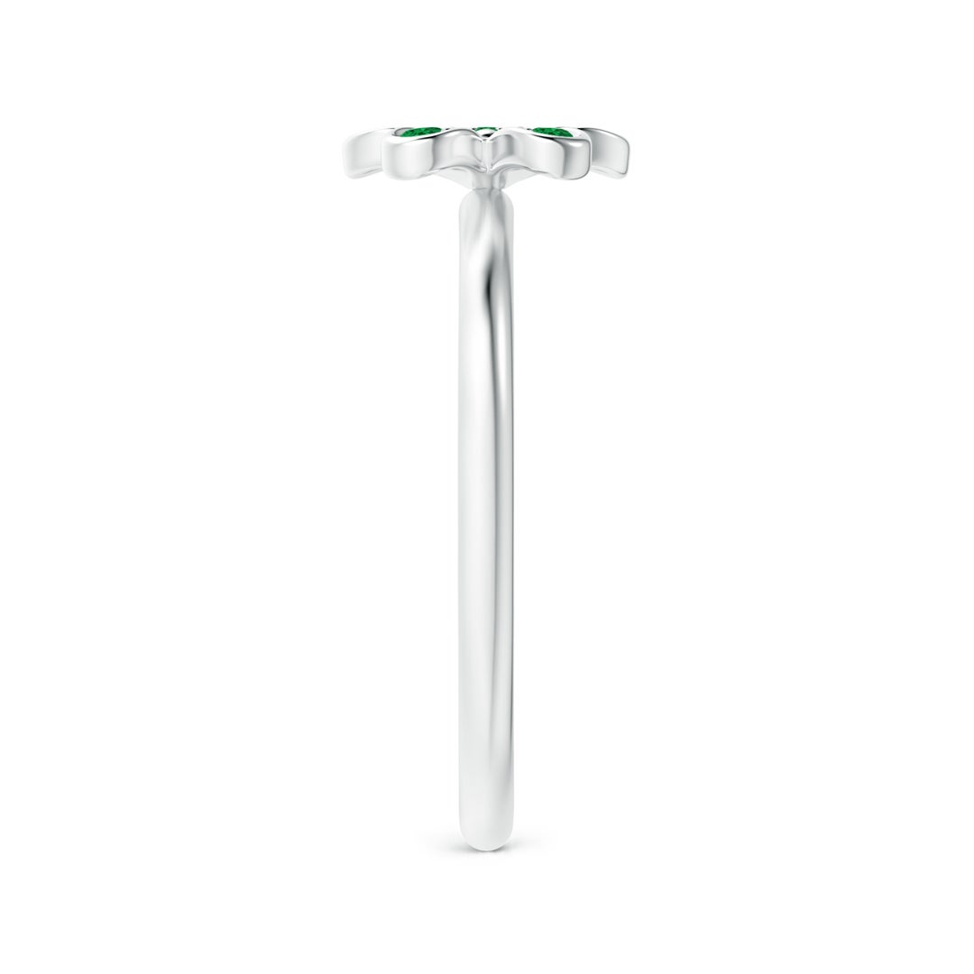 1.5mm AAA Pavé-Set Emerald Daisy Ring in White Gold - side 2