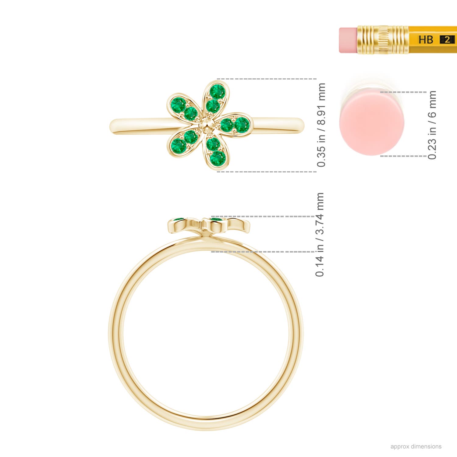 AAA - Emerald / 0.17 CT / 14 KT Yellow Gold