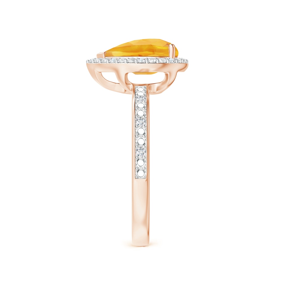 10x7mm A Prong-Set Pear-Shaped Citrine Ring with Beaded Halo in Rose Gold side 299