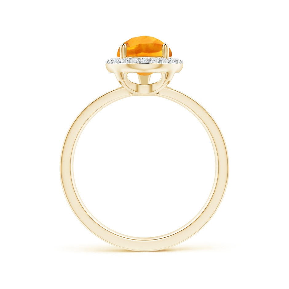 10x7mm AA Prong-Set Pear-Shaped Citrine Ring with Beaded Halo in Yellow Gold side 199