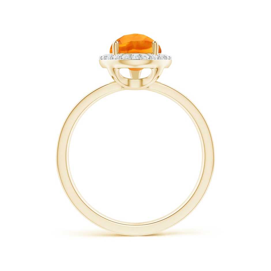 10x7mm AAA Prong-Set Pear-Shaped Citrine Ring with Beaded Halo in Yellow Gold side-1