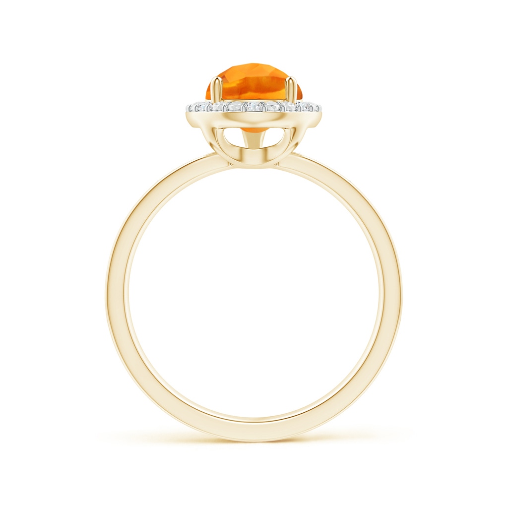 10x7mm AAA Prong-Set Pear-Shaped Citrine Ring with Beaded Halo in Yellow Gold - side 199