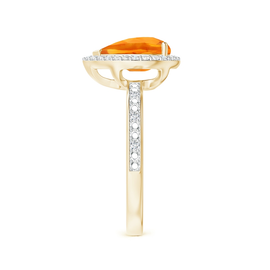 10x7mm AAA Prong-Set Pear-Shaped Citrine Ring with Beaded Halo in Yellow Gold side 299