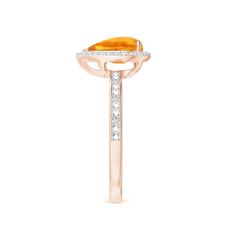 9x6mm AA Prong-Set Pear-Shaped Citrine Ring with Beaded Halo in Rose Gold side 299