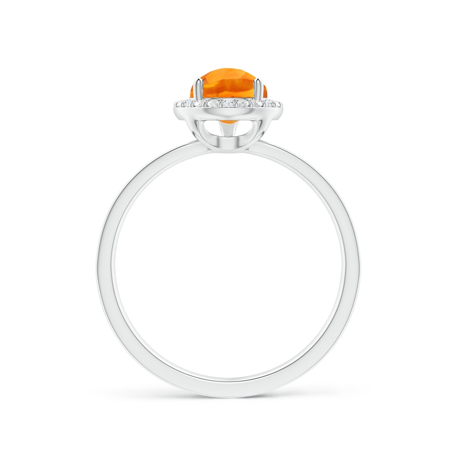 9x6mm AAA Prong-Set Pear-Shaped Citrine Ring with Beaded Halo in White Gold side-1