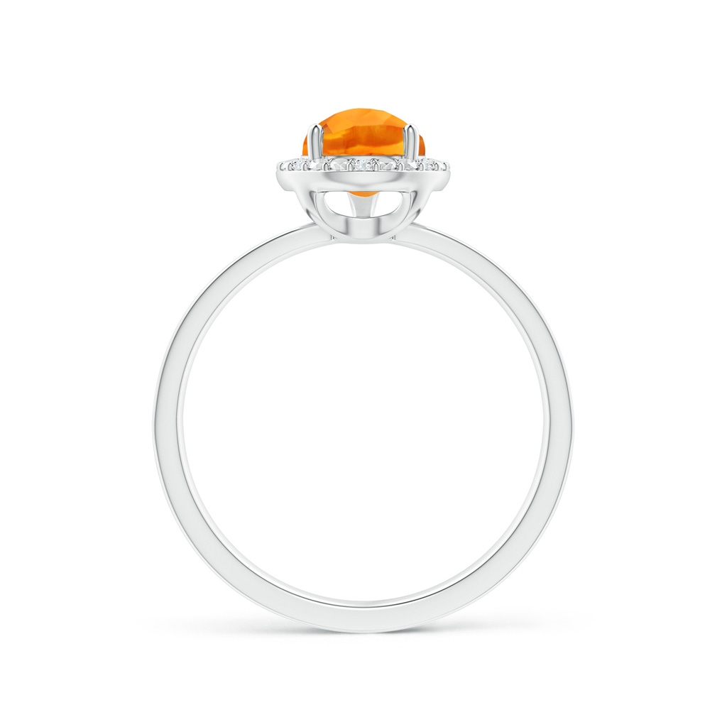 9x6mm AAA Prong-Set Pear-Shaped Citrine Ring with Beaded Halo in White Gold - side 199