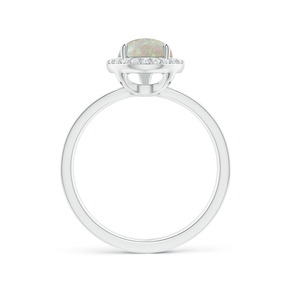 10x7mm AAA Prong-Set Pear-Shaped Opal Ring with Beaded Halo in White Gold side-1