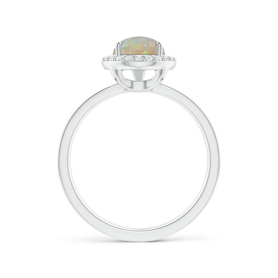 10x7mm AAAA Prong-Set Pear-Shaped Opal Ring with Beaded Halo in White Gold side-1