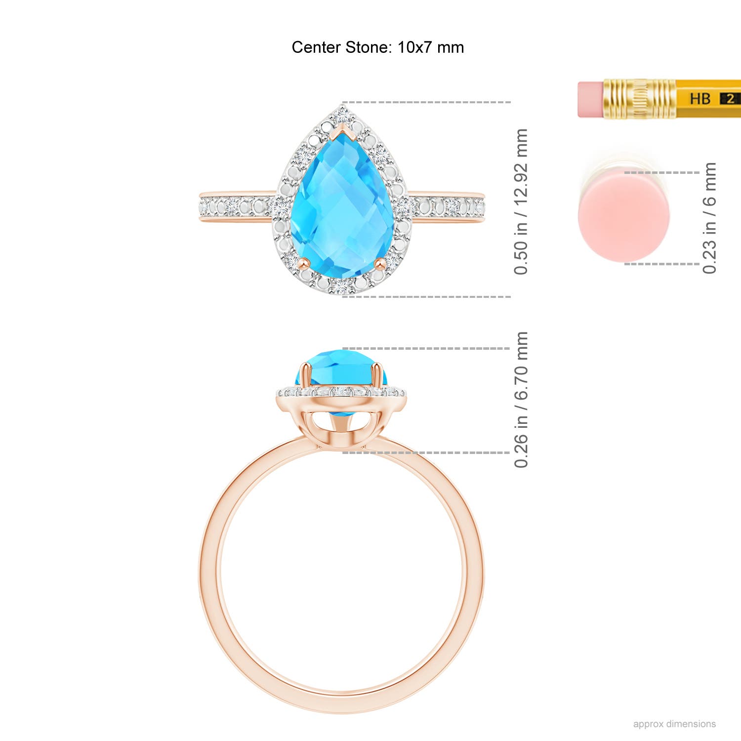 A - Swiss Blue Topaz / 2.38 CT / 14 KT Rose Gold