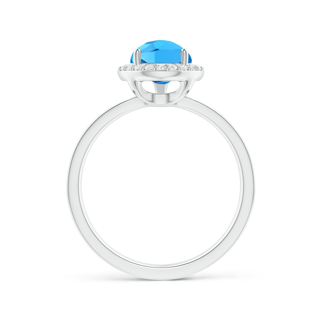 10x7mm AAA Prong-Set Pear Swiss Blue Topaz Ring with Beaded Halo in 18K White Gold - side 199
