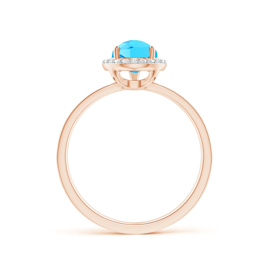 9x6mm A Prong-Set Pear Swiss Blue Topaz Ring with Beaded Halo in Rose Gold side 199