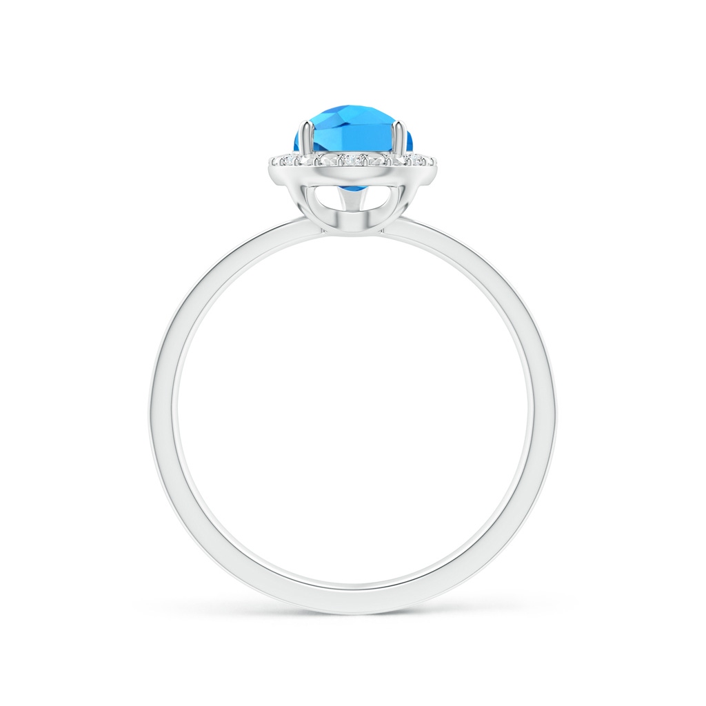 9x6mm AAA Prong-Set Pear Swiss Blue Topaz Ring with Beaded Halo in White Gold - side 199