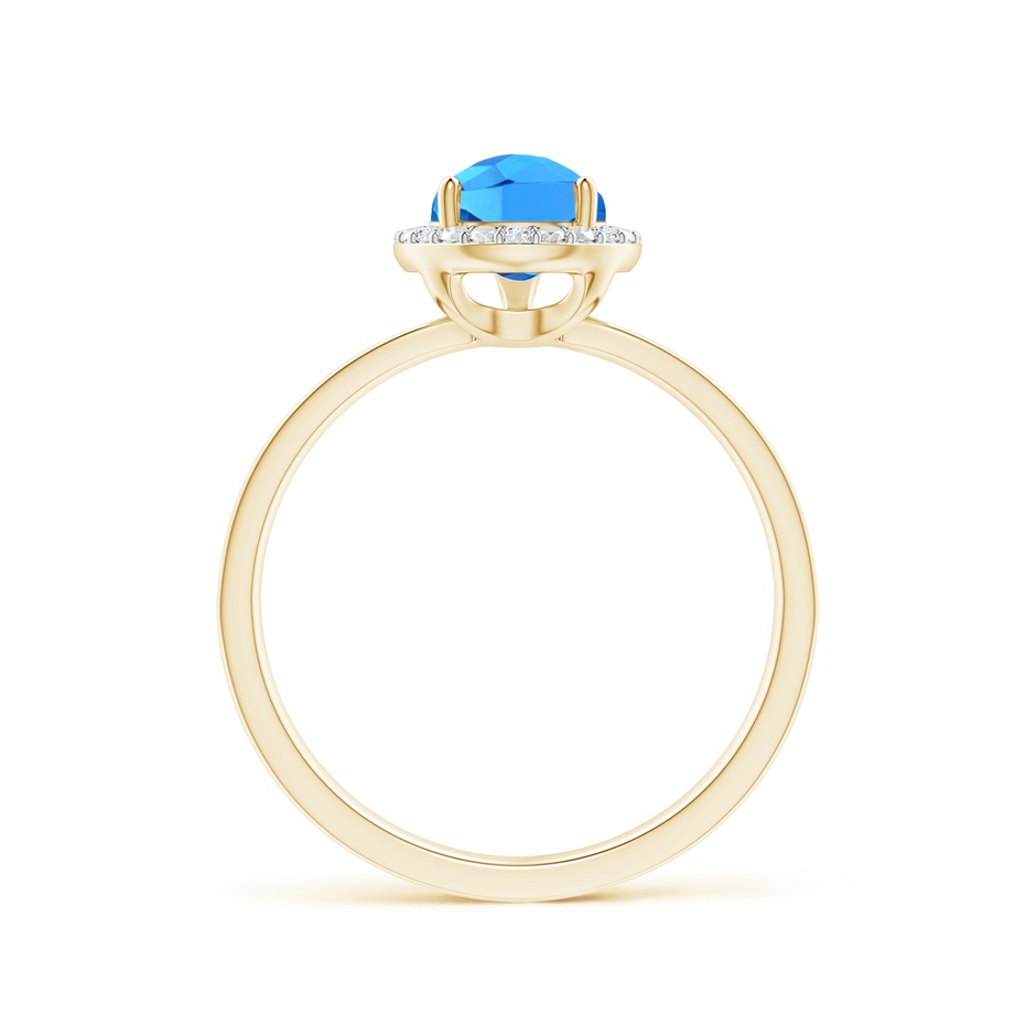 9x6mm AAAA Prong-Set Pear Swiss Blue Topaz Ring with Beaded Halo in Yellow Gold side 199