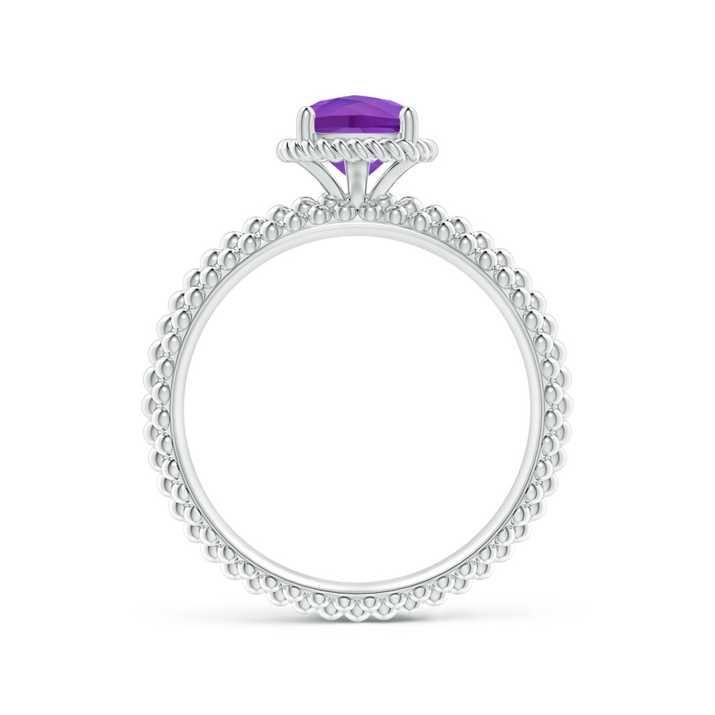 6mm AAA Amethyst Beaded Shank Ring with Twisted Wire Halo in White Gold Side-1