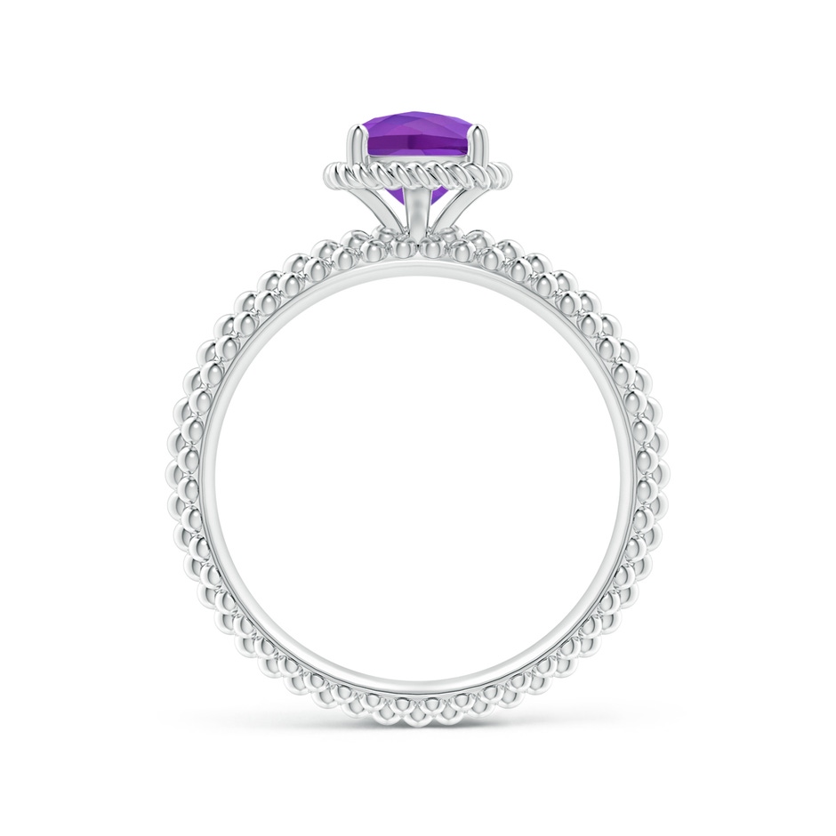 6mm AAA Amethyst Beaded Shank Ring with Twisted Wire Halo in White Gold side-1