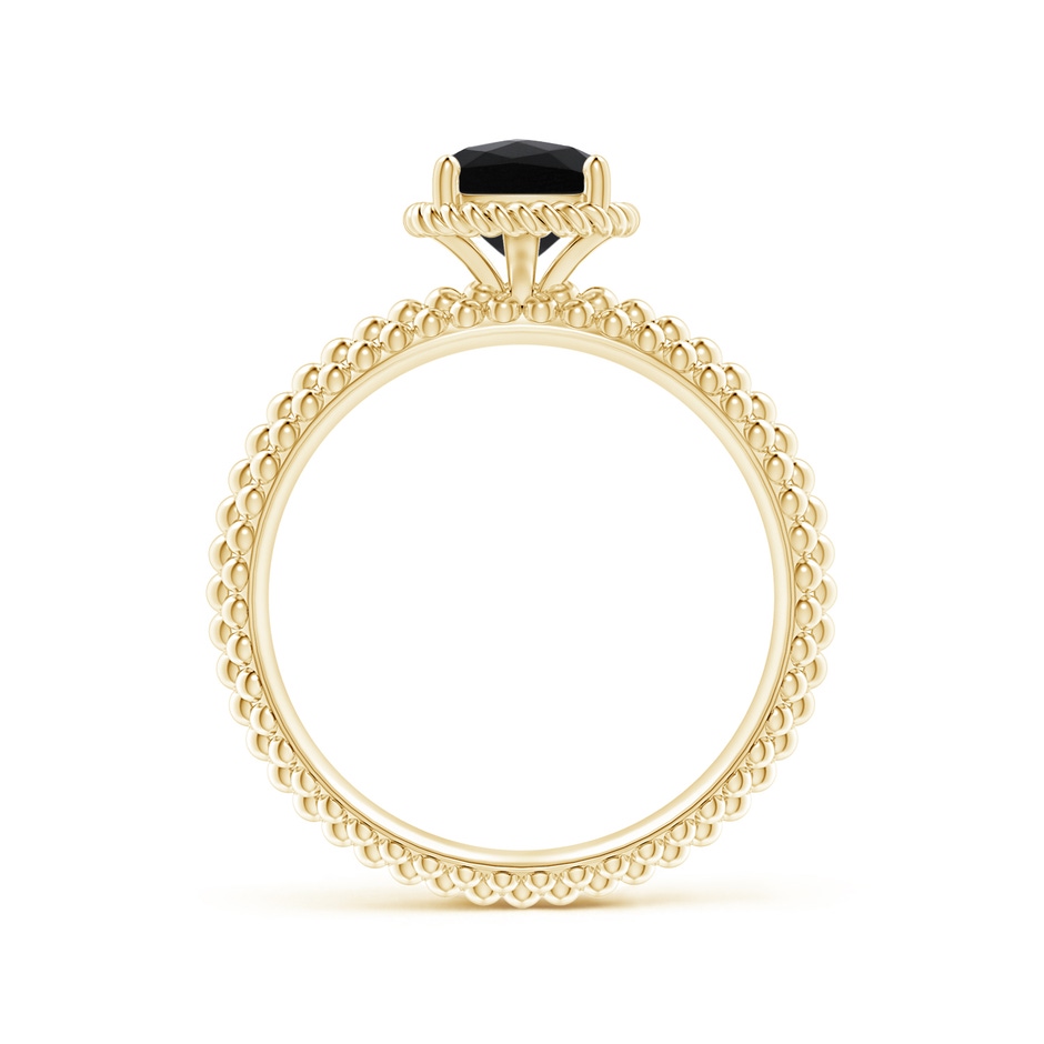 6mm AAA Black Onyx Beaded Shank Ring with Twisted Wire Halo in Yellow Gold side 1