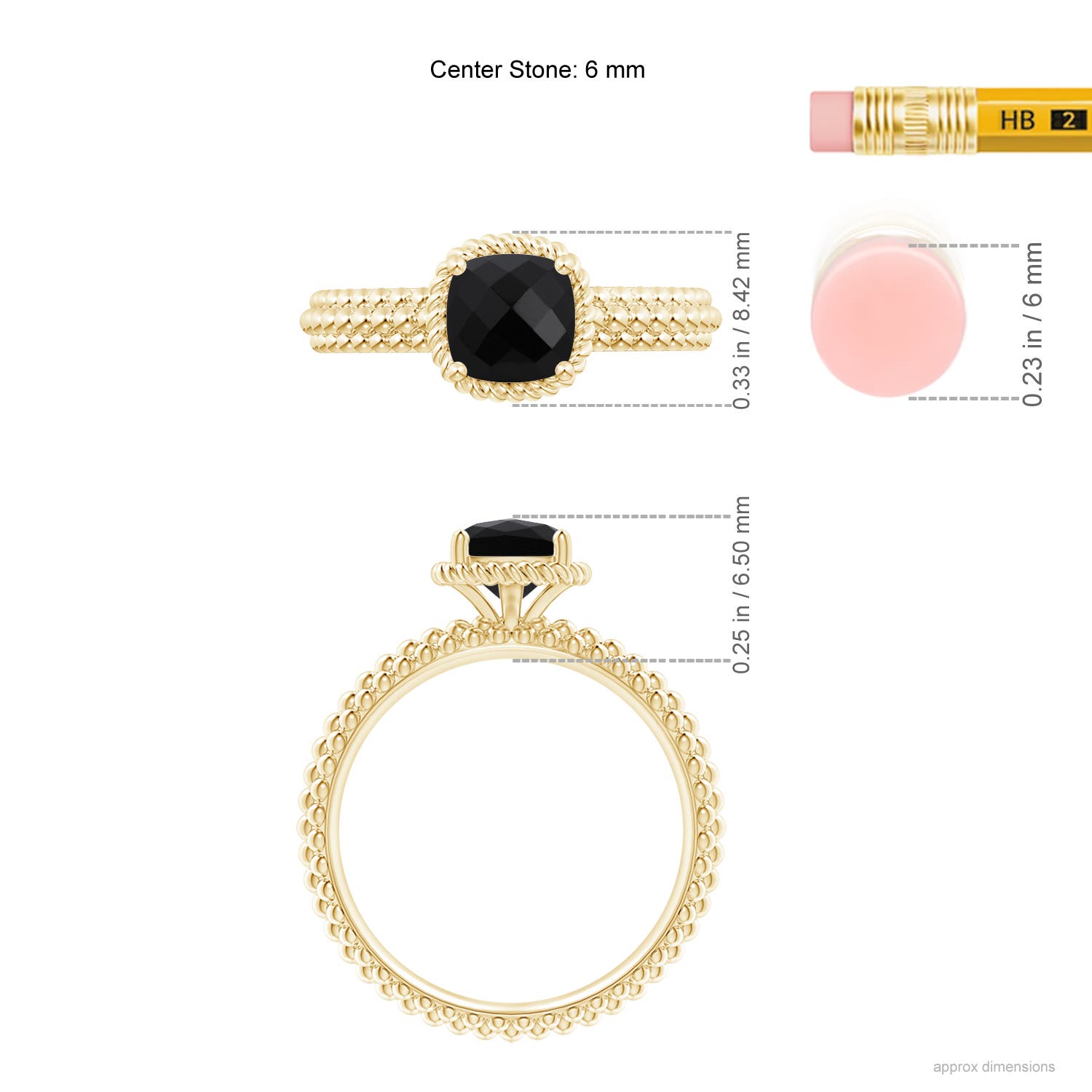 AAA - Black Onyx / 0.8 CT / 14 KT Yellow Gold