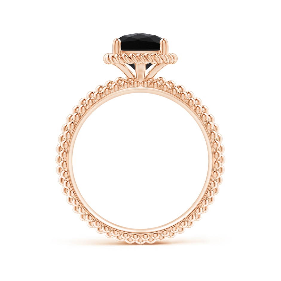 7mm AAA Black Onyx Beaded Shank Ring with Twisted Wire Halo in Rose Gold side 1