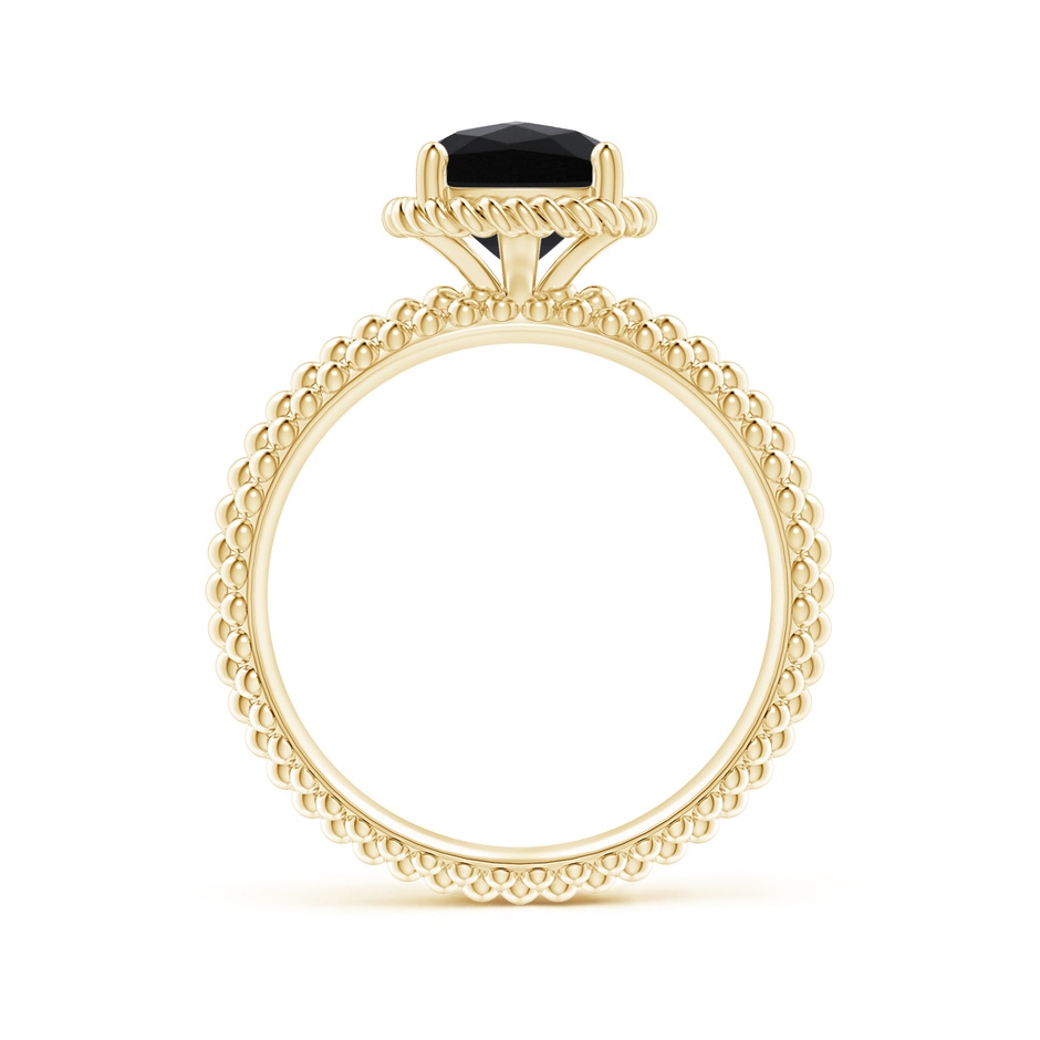 7mm AAA Black Onyx Beaded Shank Ring with Twisted Wire Halo in Yellow Gold side 1
