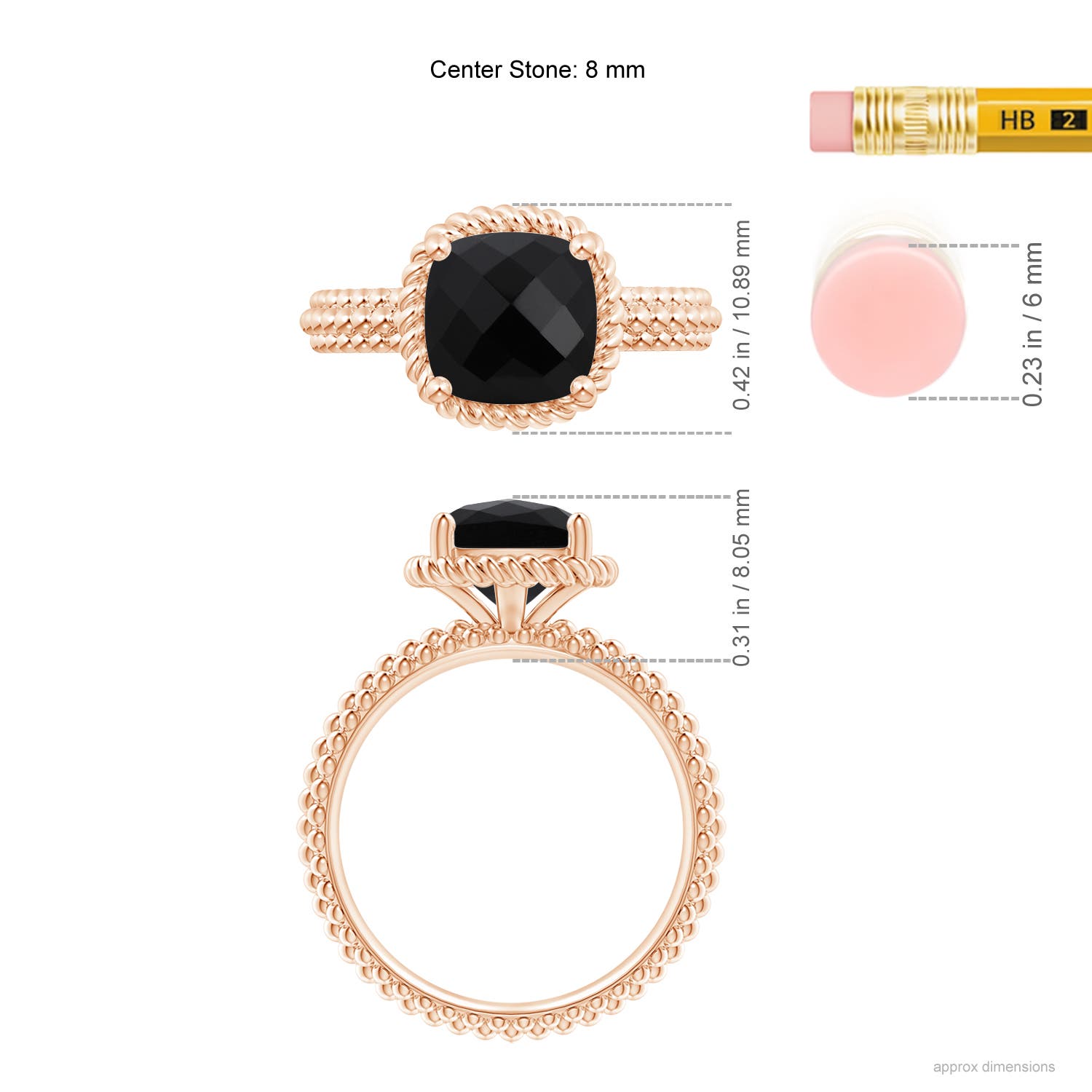 AAA - Black Onyx / 2.25 CT / 14 KT Rose Gold