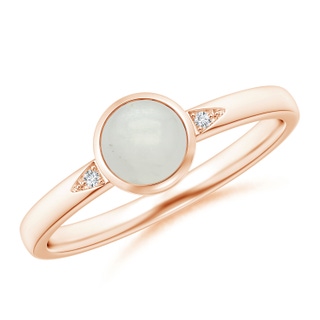 5mm A Bezel-Set Round Moonstone Ring with Diamond Accents in Rose Gold