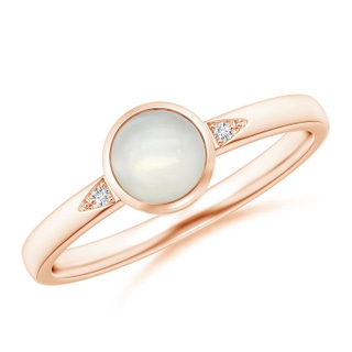5mm AAAA Bezel-Set Round Moonstone Ring with Diamond Accents in Rose Gold