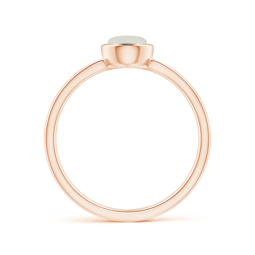 5mm AAAA Bezel-Set Round Moonstone Ring with Diamond Accents in Rose Gold Side 1