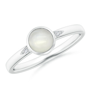 5mm AAAA Bezel-Set Round Moonstone Ring with Diamond Accents in White Gold
