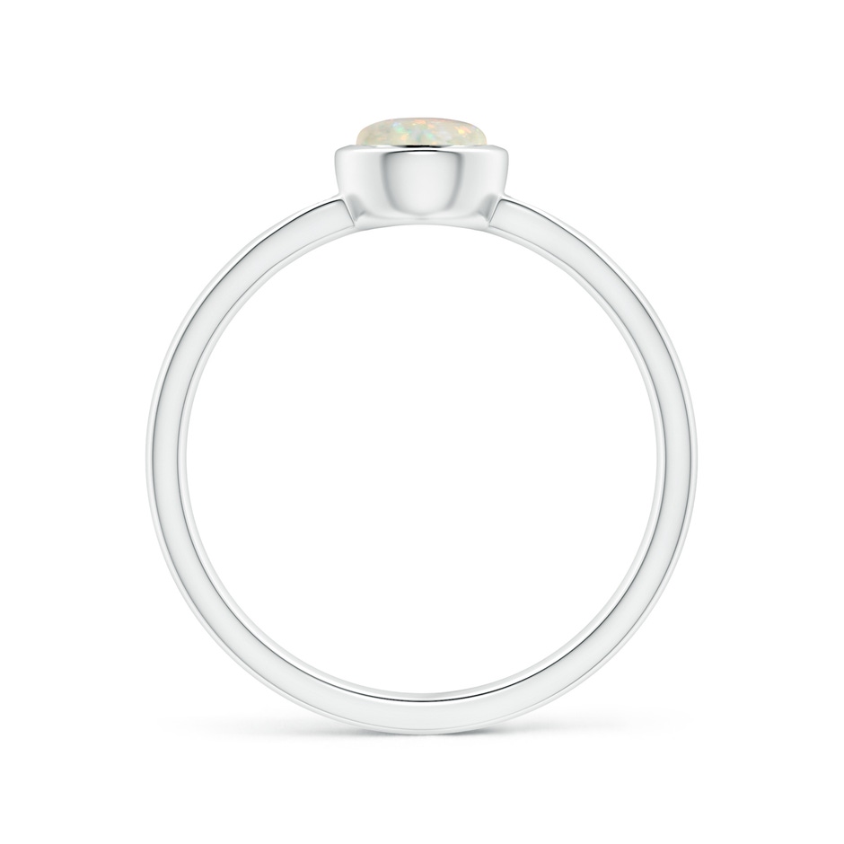5mm AAA Bezel-Set Round Opal Ring with Diamond Accents in White Gold side 1