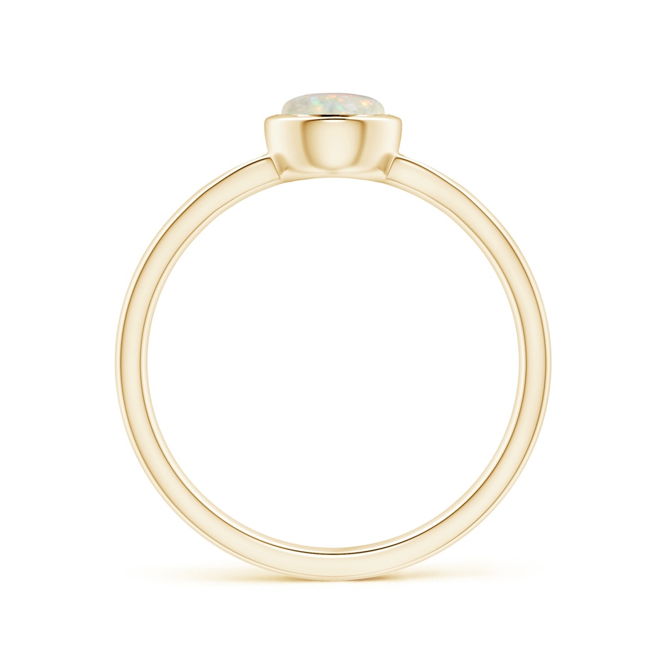 5mm AAA Bezel-Set Round Opal Ring with Diamond Accents in Yellow Gold side 1