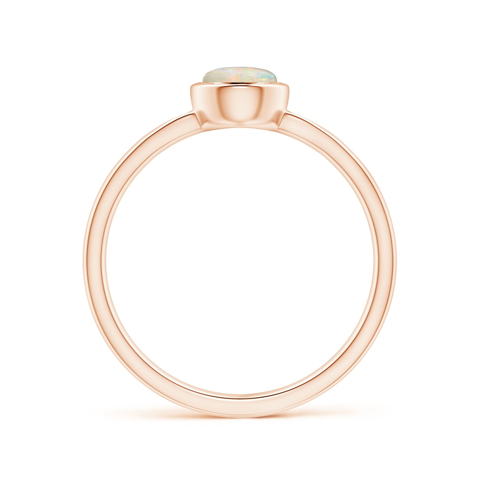 5mm AAAA Bezel-Set Round Opal Ring with Diamond Accents in Rose Gold side 1