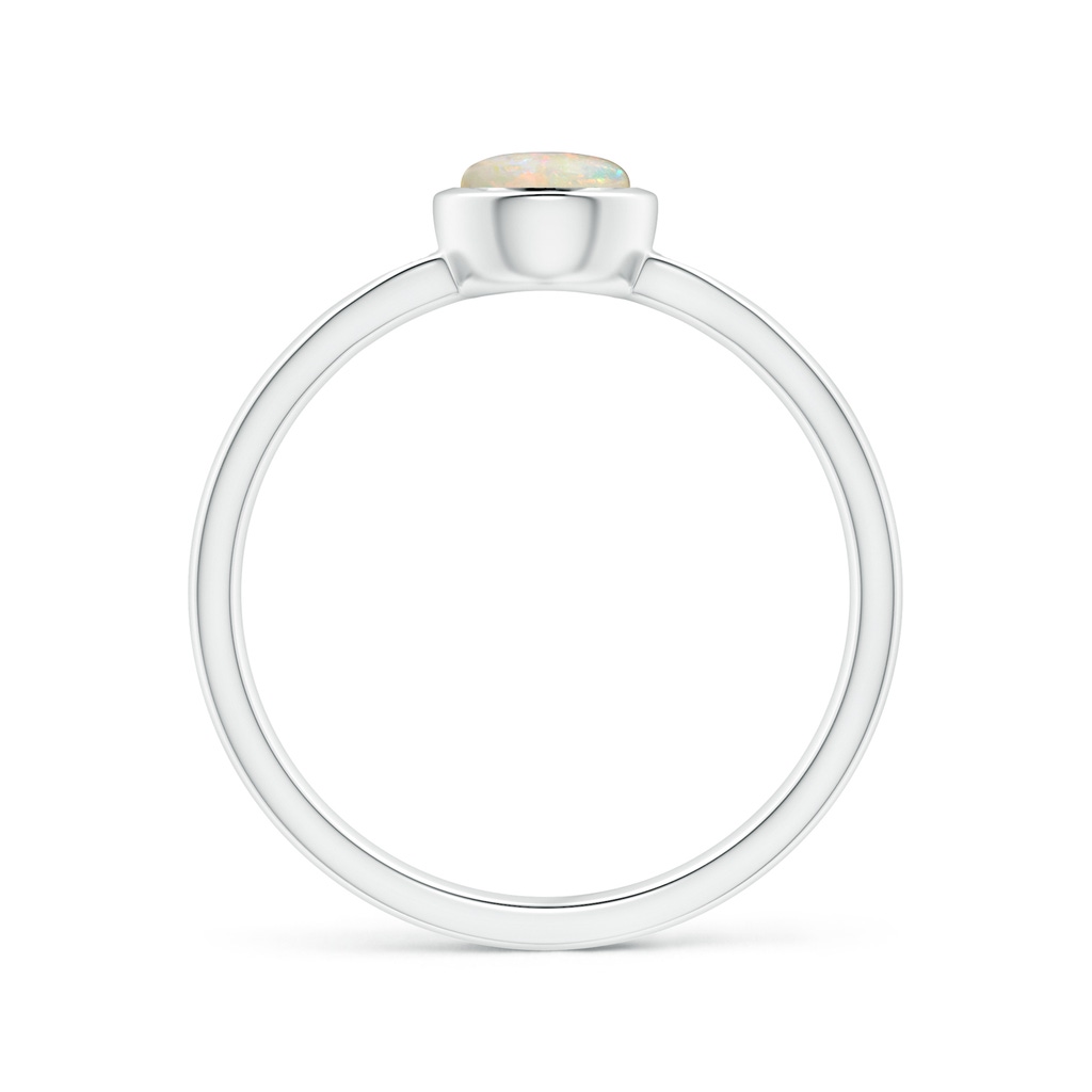 5mm AAAA Bezel-Set Round Opal Ring with Diamond Accents in White Gold Side 1