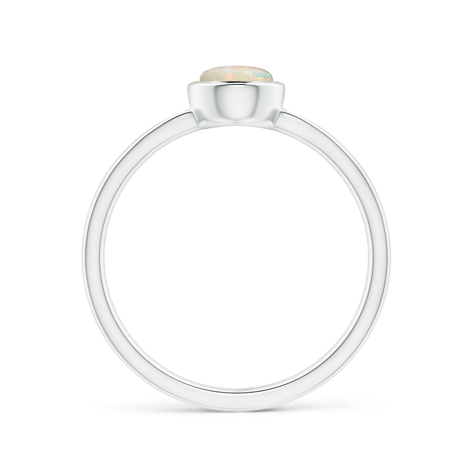 5mm AAAA Bezel-Set Round Opal Ring with Diamond Accents in White Gold side 1