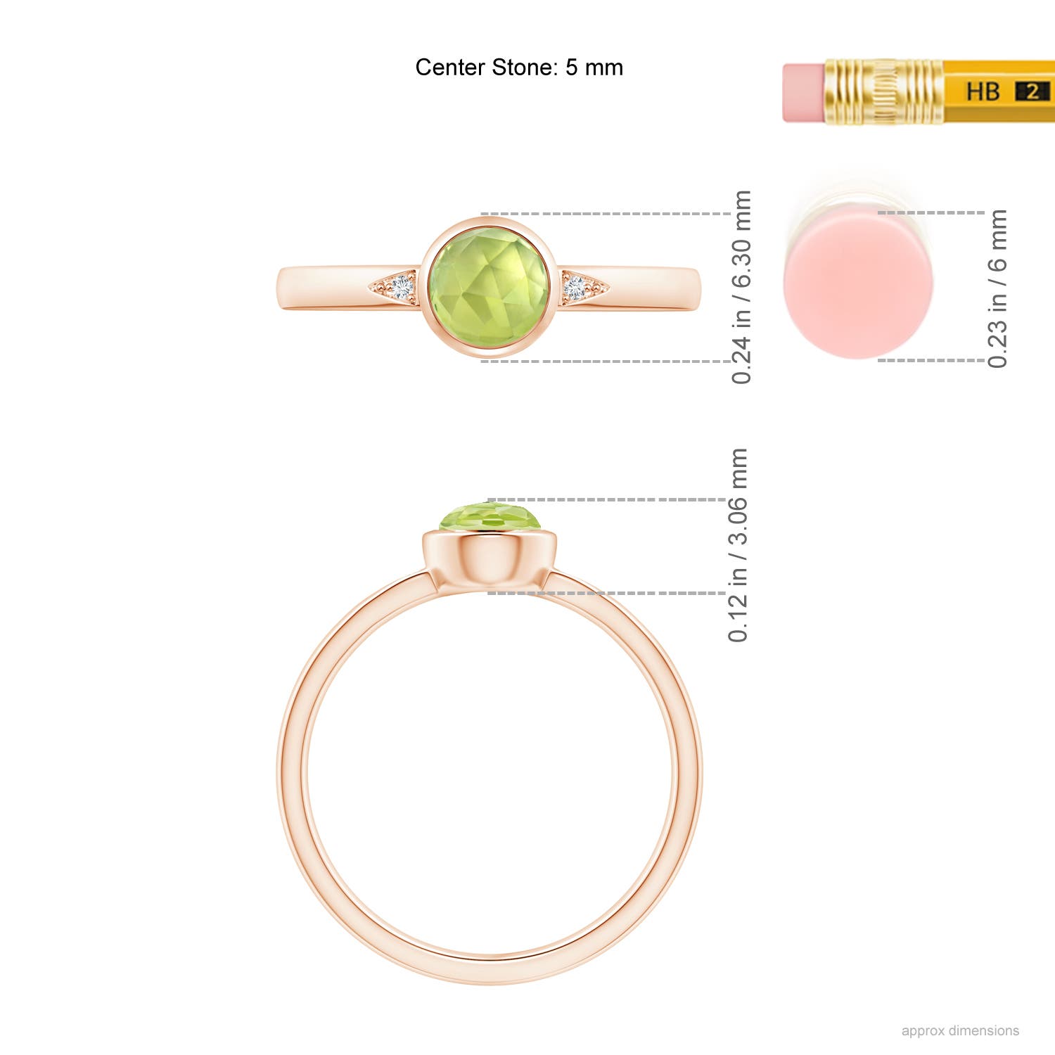 AAA - Peridot / 0.66 CT / 14 KT Rose Gold