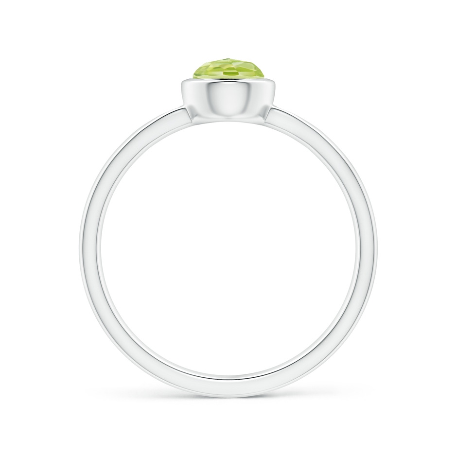 5mm AAA Bezel-Set Round Peridot Ring with Diamond Accents in White Gold side 1