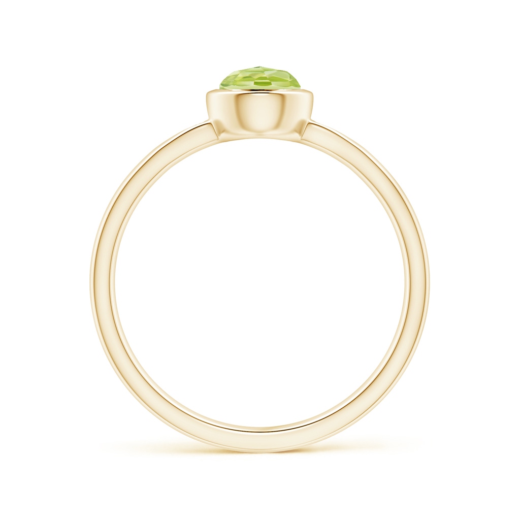5mm AAA Bezel-Set Round Peridot Ring with Diamond Accents in Yellow Gold Side 1