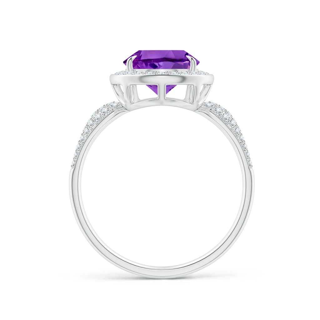 12x8mm AAA Claw-Set Pear Amethyst Cocktail Halo Ring with Diamonds in White Gold Side 1