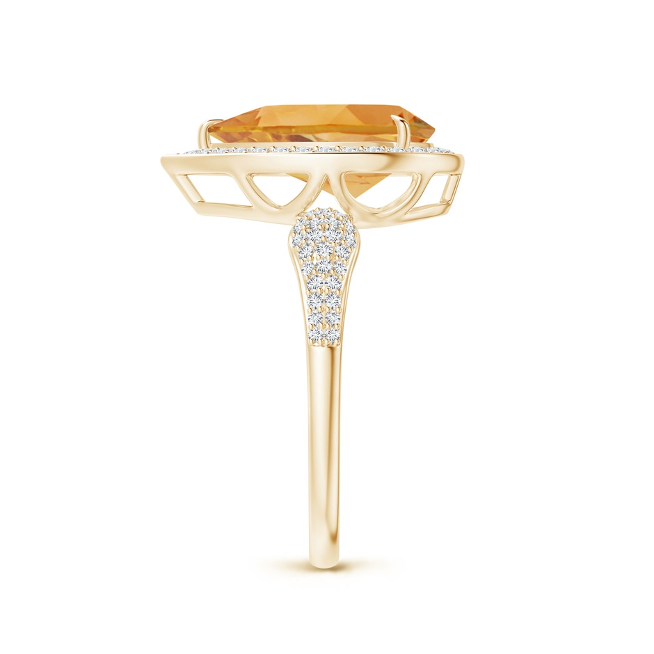 12x8mm A Claw-Set Pear Citrine Cocktail Halo Ring with Diamonds in Yellow Gold side 2