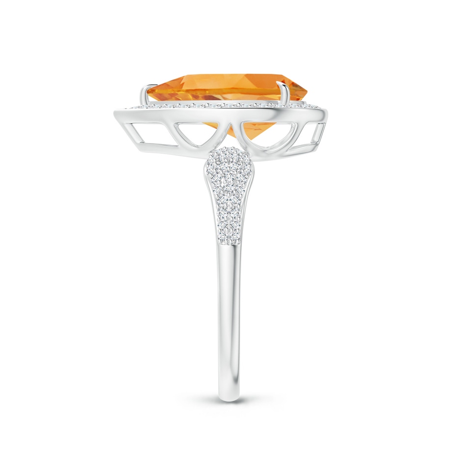12x8mm AA Claw-Set Pear Citrine Cocktail Halo Ring with Diamonds in White Gold side 2