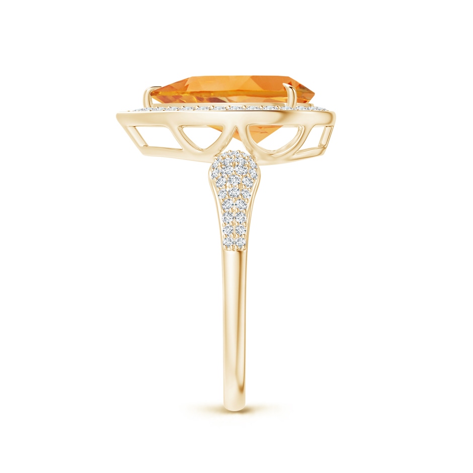 12x8mm AA Claw-Set Pear Citrine Cocktail Halo Ring with Diamonds in Yellow Gold side 2