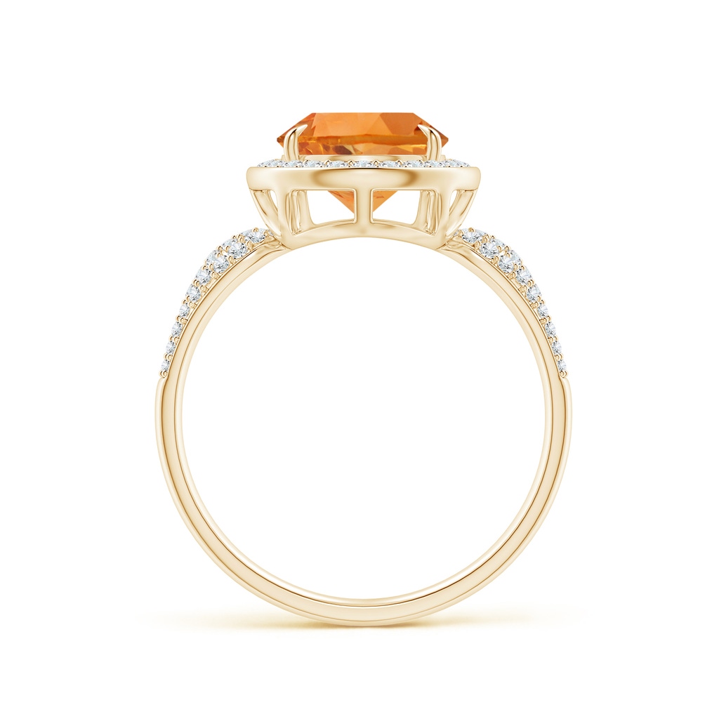 12x8mm AAA Claw-Set Pear Citrine Cocktail Halo Ring with Diamonds in Yellow Gold Side 1
