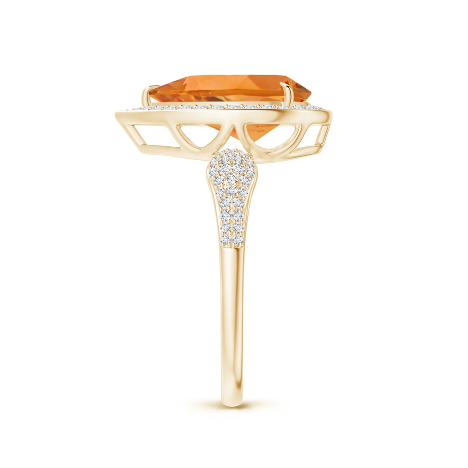 12x8mm AAA Claw-Set Pear Citrine Cocktail Halo Ring with Diamonds in Yellow Gold side 2