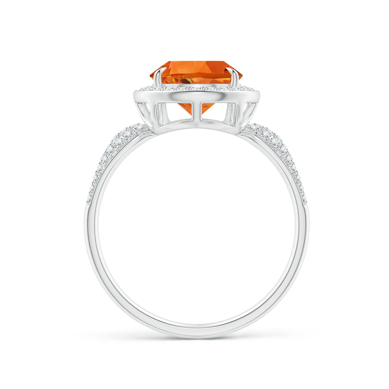12x8mm AAAA Claw-Set Pear Citrine Cocktail Halo Ring with Diamonds in P950 Platinum