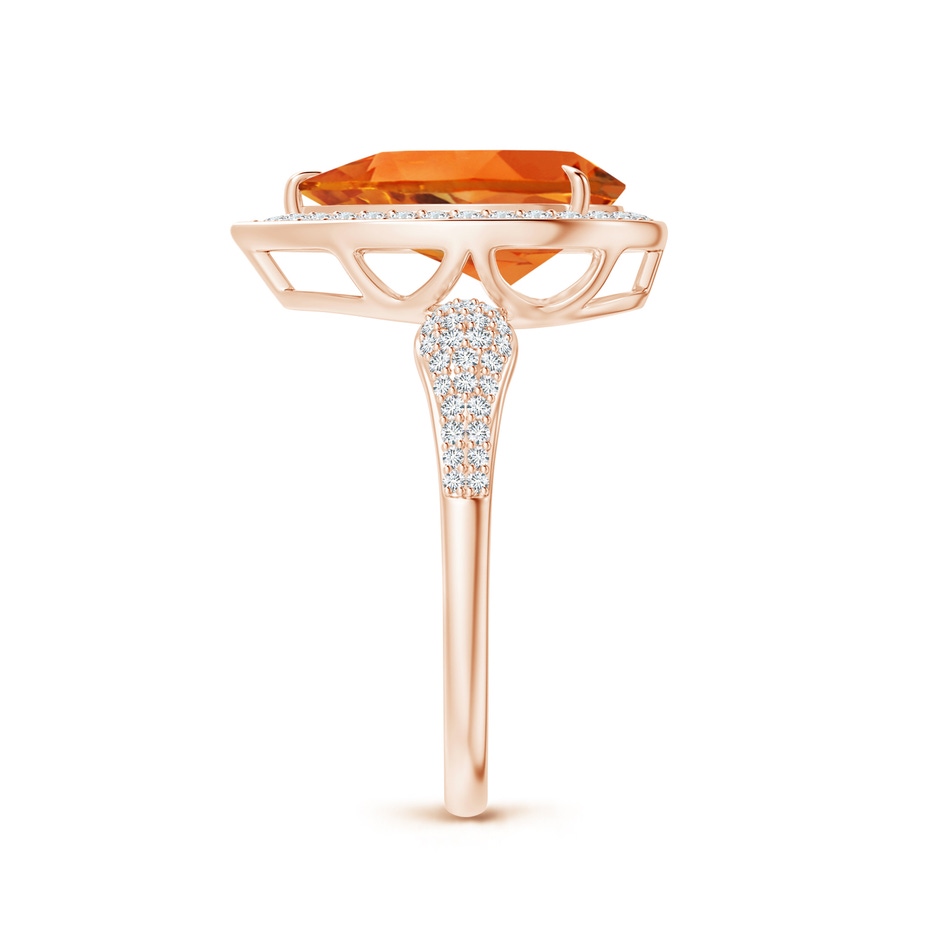 12x8mm AAAA Claw-Set Pear Citrine Cocktail Halo Ring with Diamonds in Rose Gold side 2