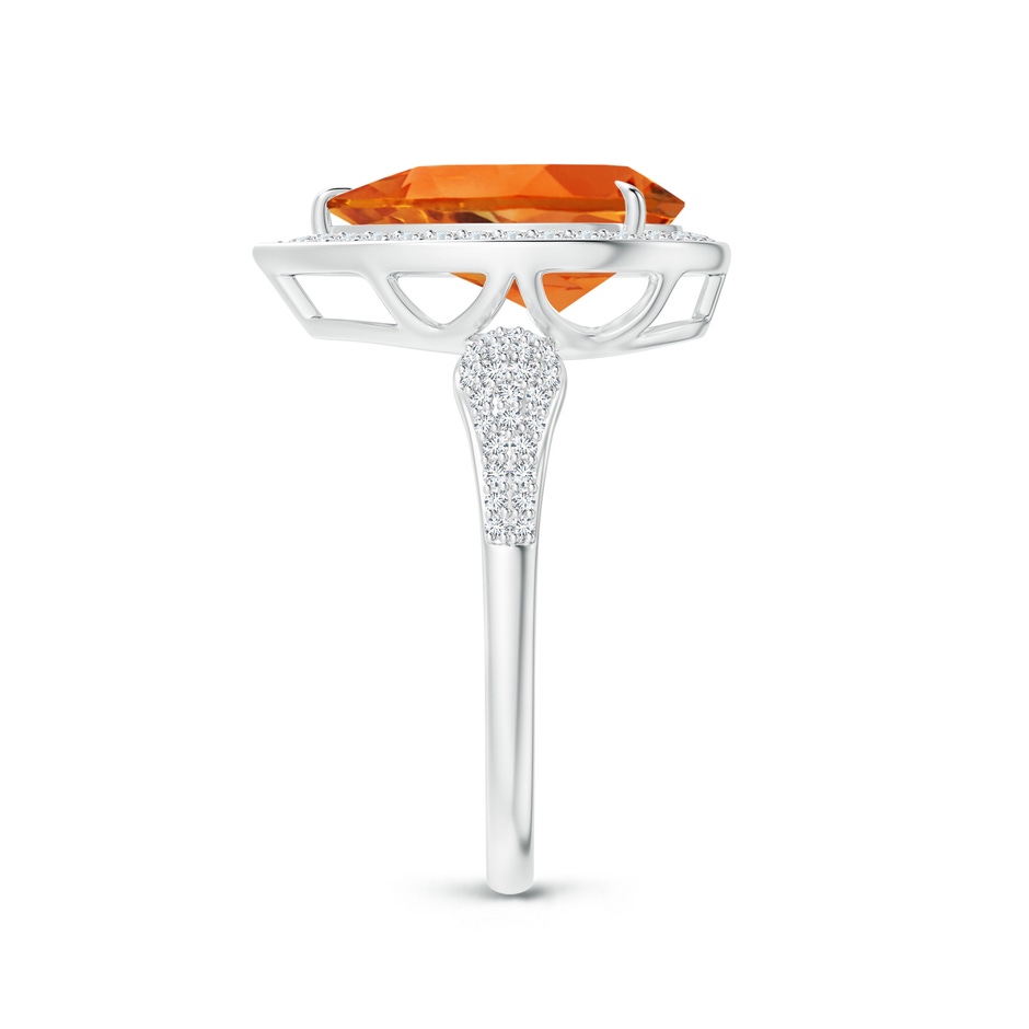 12x8mm AAAA Claw-Set Pear Citrine Cocktail Halo Ring with Diamonds in White Gold side 2